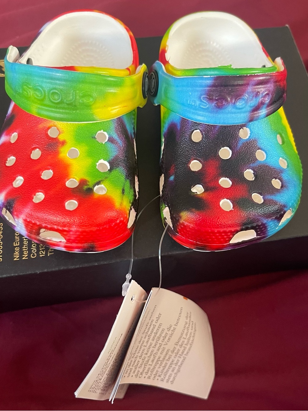 CROCS Kids Tie-Dye Classic Clog in Rainbow Colors